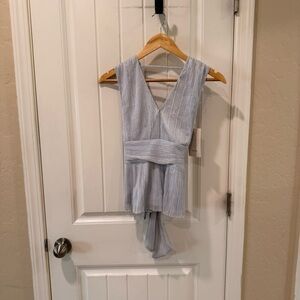 Joie Silver-Thread Light blue Sleeveless V-Neck Peplum Top XS